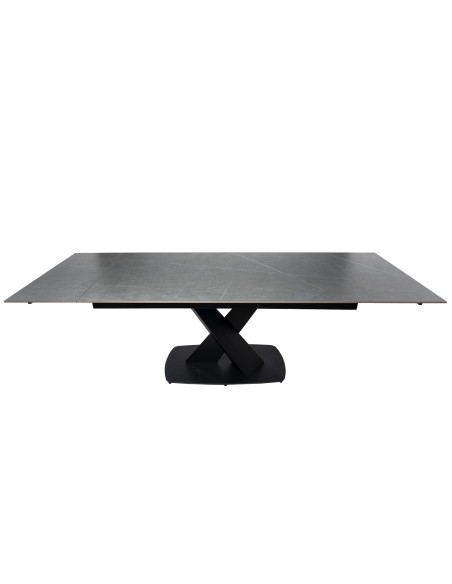 Mesa Extensible MAGNUS 160(200/240) cm, Porcelánico Gris / Metal Negro