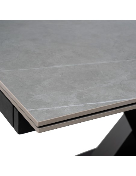 Mesa Extensible MAGNUS 160(200/240) cm, Porcelánico Gris / Metal Negro