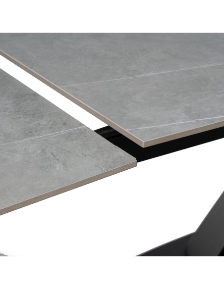 Mesa Extensible MAGNUS 160(200/240) cm, Porcelánico Gris / Metal Negro