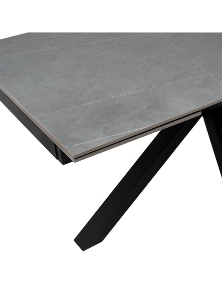 Mesa Extensible MAGNUS 160(200/240) cm, Porcelánico Gris / Metal Negro