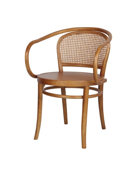 Silla con Brazos DESMOND, Madera / Ratán Natural. Vackart