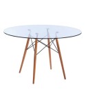 Mesa Wood 120cm Redonda Cristal Transparente Inspiración Eams