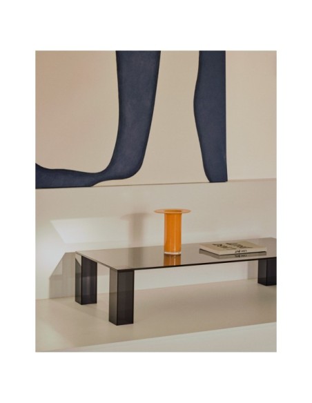 Mesa de centro Adularia de cristal templado gris oscuro 140 x 60 cm - Kave Home