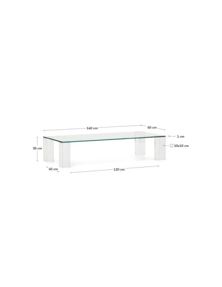 Mesa de centro Adularia de cristal templado transparente 140 x 60 cm - Kave Home