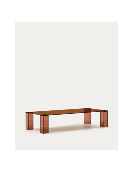 Mesa de centro Adularia de cristal templado marrón 140 x 60 cm - Kave Home