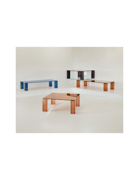 Mesa de centro Adularia de cristal templado marrón 140 x 60 cm - Kave Home