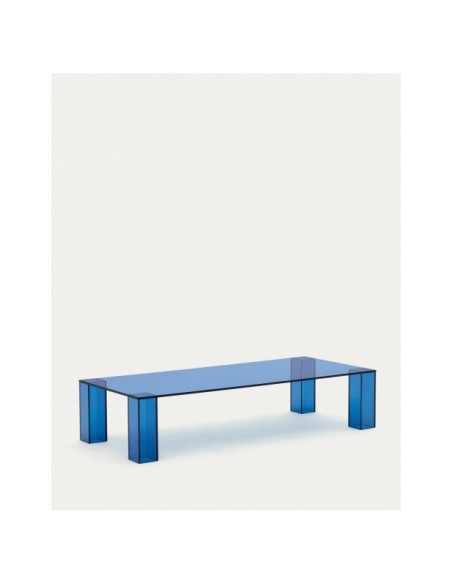 Mesa de centro Adularia de cristal templado azul 140 x 60 cm - Kave Home