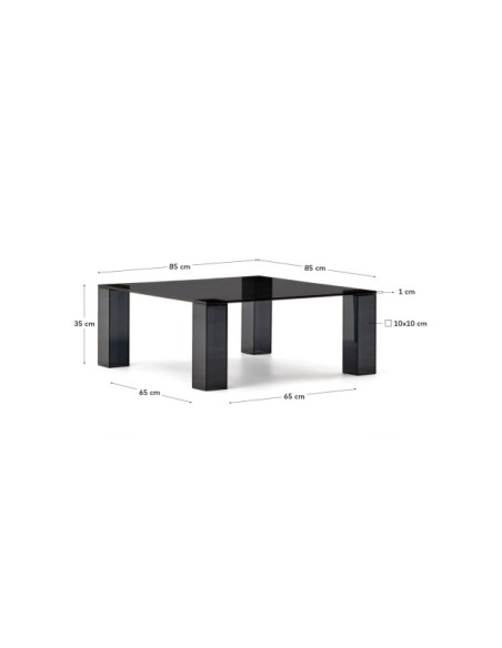 Mesa auxiliar Adularia de cristal templado gris oscuro 85 x 85 cm - Kave Home