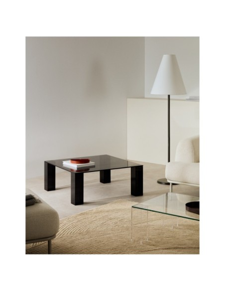 Mesa auxiliar Adularia de cristal templado gris oscuro 85 x 85 cm - Kave Home