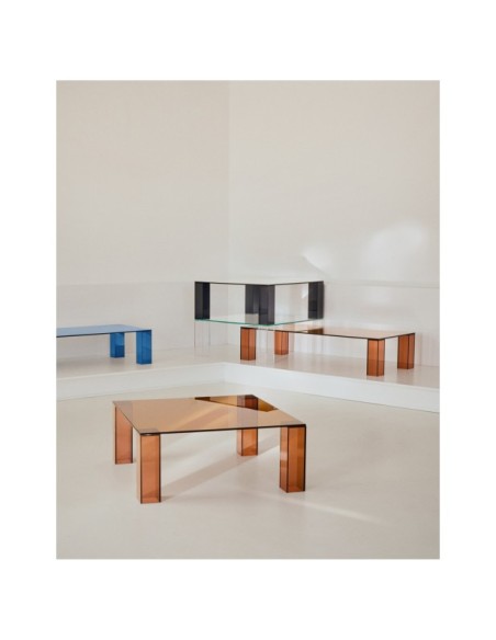 Mesa auxiliar Adularia de cristal templado transparente  85 x 85 cm - Kave Home