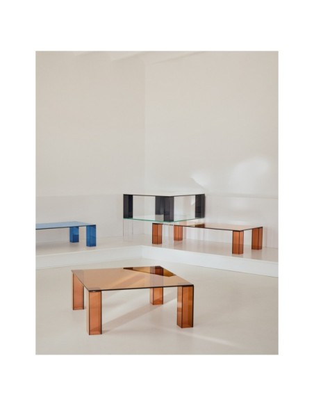 Mesa auxiliar Adularia de cristal templado transparente  85 x 85 cm - Kave Home