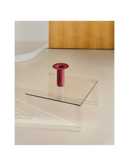 Mesa auxiliar Adularia de cristal templado transparente  85 x 85 cm - Kave Home