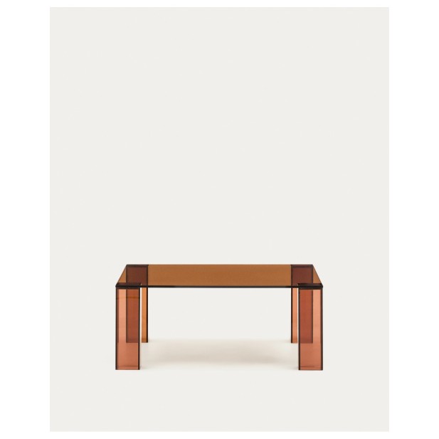 Mesa auxiliar Adularia de cristal templado marrón 85 x 85 cm - Kave Home