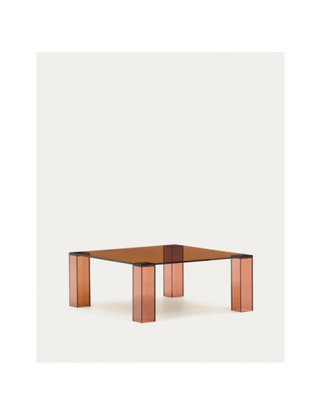 Mesa auxiliar Adularia de cristal templado marrón 85 x 85 cm - Kave Home