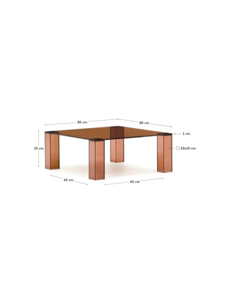 Mesa auxiliar Adularia de cristal templado marrón 85 x 85 cm - Kave Home