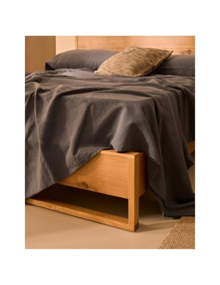 Cama Alguema en chapa de roble con acabado natural para colchón de 160 x 200 cm - Kave Home