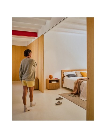 Cama Alguema en chapa de roble con acabado natural para colchón de 160 x 200 cm - Kave Home