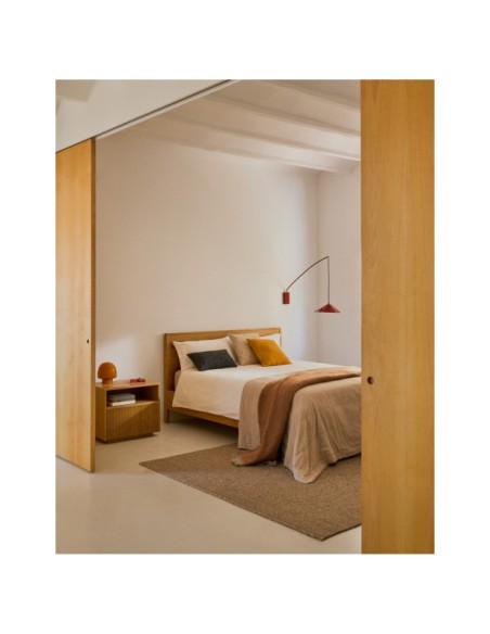 Cama Alguema en chapa de roble con acabado natural para colchón de 160 x 200 cm - Kave Home