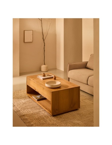 Mesa de centro elevable Alguema en chapa de roble con acabado natural 120 x 60 cm - Kave Home