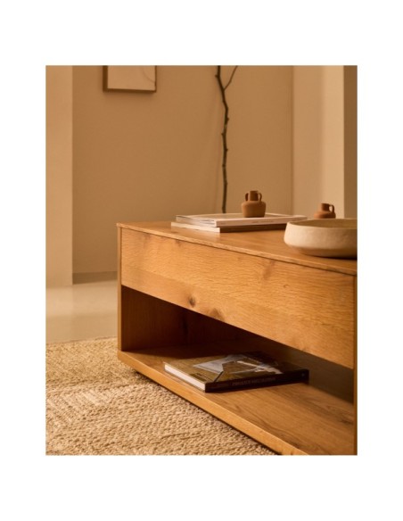 Mesa de centro elevable Alguema en chapa de roble con acabado natural 120 x 60 cm - Kave Home