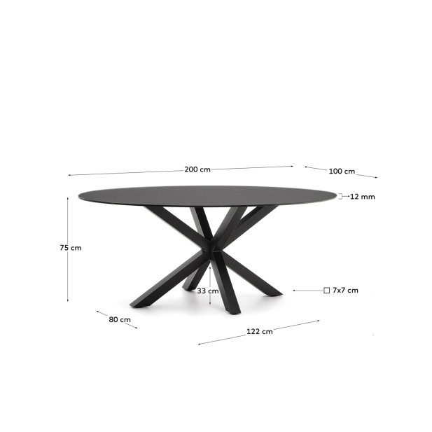 Mesa Argo de cristal negro y patas de...