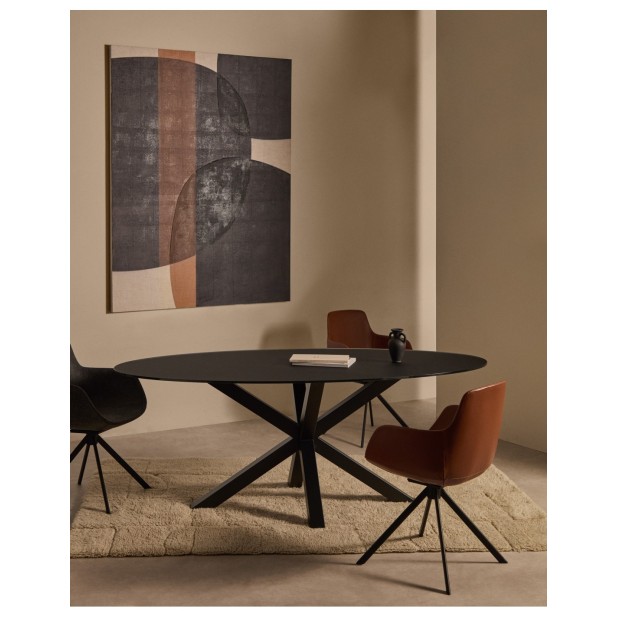 Mesa Argo de cristal negro y patas de...