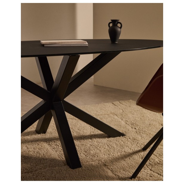 Mesa Argo de cristal negro y patas de...