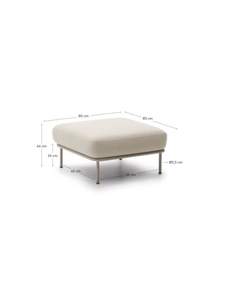 Reposapiés Aurum crudo y base de metal beige mate 85 x 85 cm - Kave Home