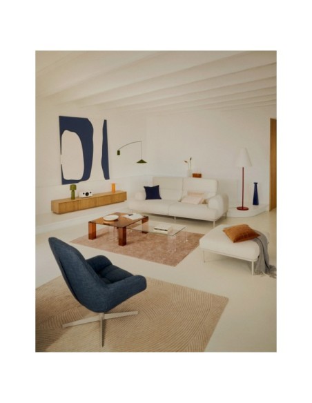 Reposapiés Aurum crudo y base de metal beige mate 85 x 85 cm - Kave Home