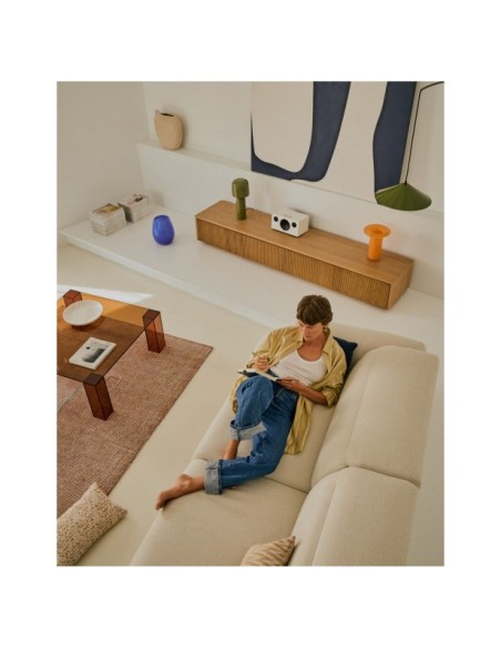 Reposapiés Aurum crudo y base de metal beige mate 85 x 85 cm - Kave Home