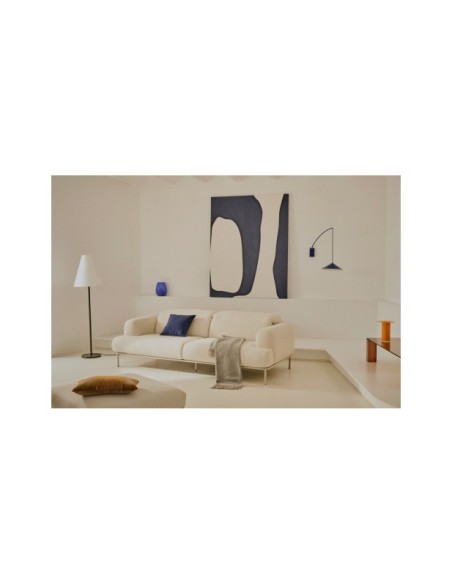 Reposapiés Aurum crudo y base de metal beige mate 85 x 85 cm - Kave Home