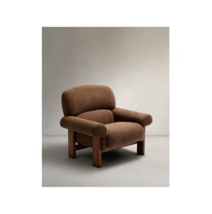 Butaca Cabana de borreguito topo y patas de madera maciza...