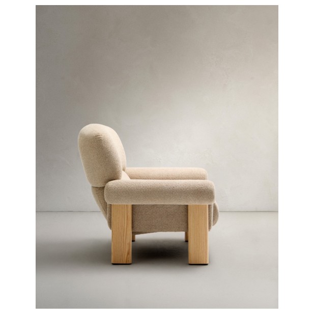 Butaca Cabana de chenilla beige y... Butaca Cabana de chenilla beige y...