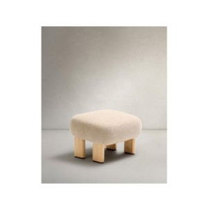 Reposapiés Cabana chenilla beige y patas madera maciza...