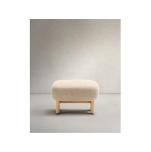 Reposapiés Cabana chenilla beige y patas madera maciza... 2