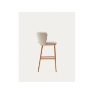 Taburete Ciselia chenilla beige y madera maciza fresno... 2