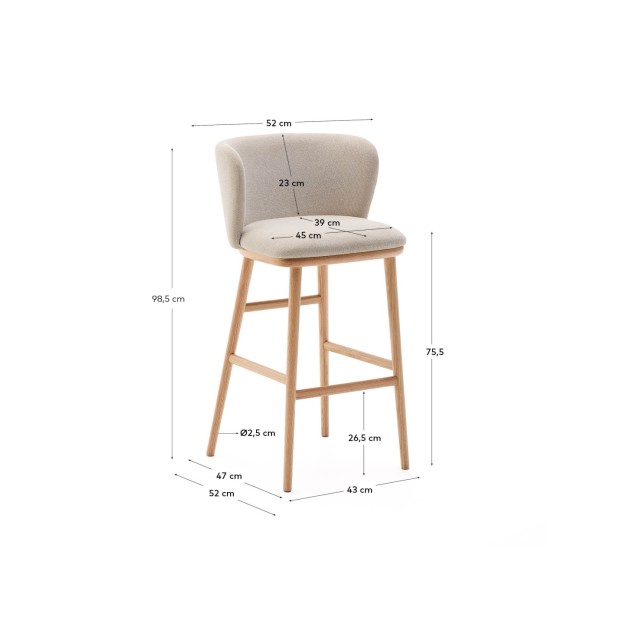 Taburete Ciselia chenilla beige y... Taburete Ciselia chenilla beige y...