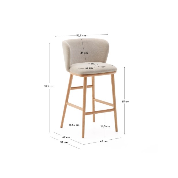 Taburete Ciselia chenilla beige y... Taburete Ciselia chenilla beige y...