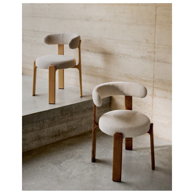 Silla Granite de chenilla beige y... Silla Granite de chenilla beige y...