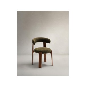 Silla Granite de chenilla verde y madera maciza de fresno...