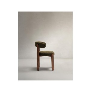 Silla Granite de chenilla verde y madera maciza de fresno... 2