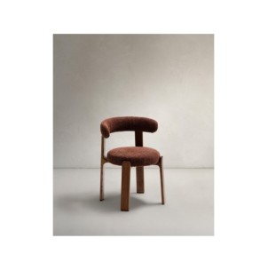 Silla Granite de chenilla marrón y madera maciza de...