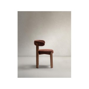 Silla Granite de chenilla marrón y madera maciza de... 2