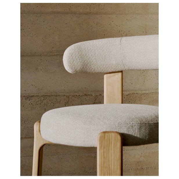 Silla Granite de chenilla beige y... Silla Granite de chenilla beige y...