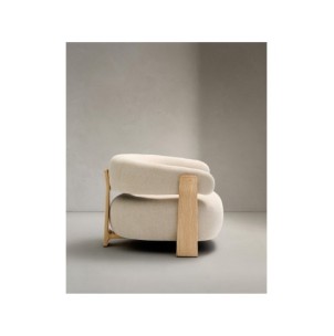 Butaca Granite chenilla beige y patas de madera maciza... 2