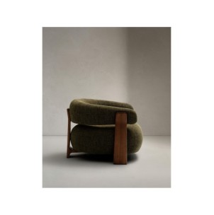 Butaca Granite de chenilla verde y patas de madera maciza... 2