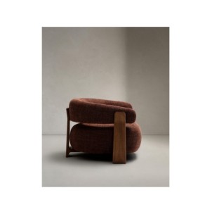 Butaca Granite de chenilla marrón y patas de madera... 2