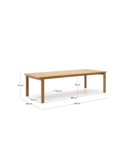 Mesa Icaro de madera maciza de teca 220 x 102 cm FSC 100% - Kave Home