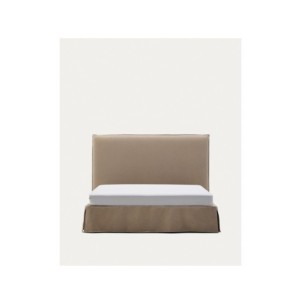 Cama desenfundable Jaira de lino y algodón topo para...