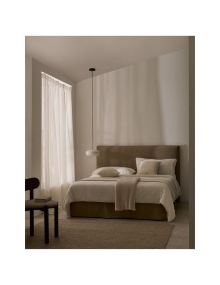 Cama desenfundable Jaira de lino y algodón topo para colchón de 160 x 200 cm - Kave Home